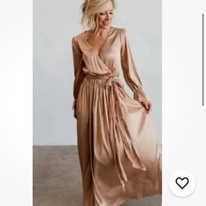 NWT Baltic Born Holly Satin Faux Wrap Maxi Dress Champagne Size medium